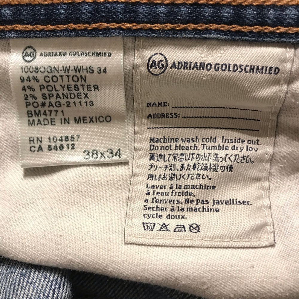 AG Adriano Goldschmied Denim Jeans Men's Size 38 x 34 The Hero Relaxed Fit. - Picture 10 of 12